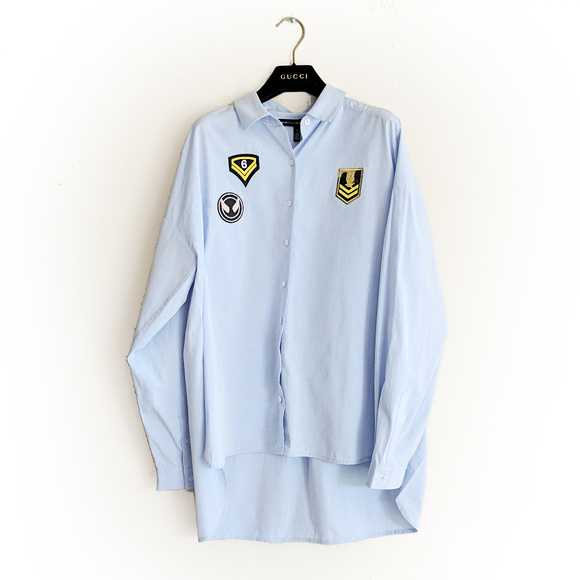 NWT WHBM long Sleeves patch button down shirt - S - Picture 2 of 6